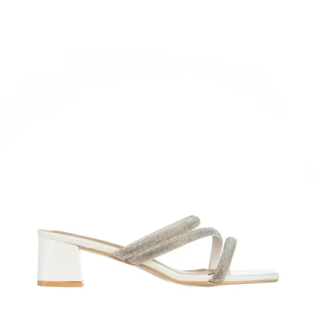 Дамски чехли  бели  от еко кожа  Bernice