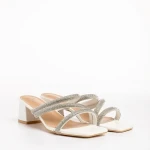 Дамски чехли  бели  от еко кожа  Bernice