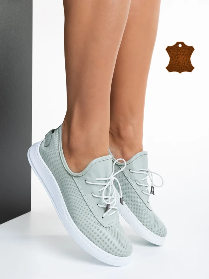 Всекидневни дамски обувки зелени от естествена кожа  Nilda