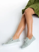 Всекидневни дамски обувки зелени от естествена кожа  Nilda