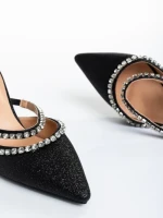 Дамски чехли  черни  от текстилен материал  Florinda