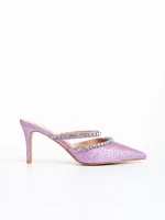 Дамски чехли  розови  от текстилен материал  Florinda