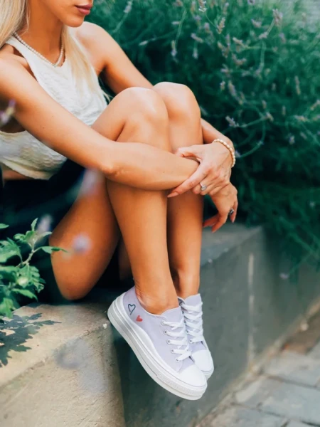 Дамски кецове  лилави от текстилен материал  Andreina