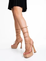 Дамски сандали  камел  от еко кожа  Kimbra