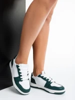 Дамски спортни обувки бели със  зелено от  еко кожа  Narine