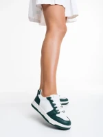 Дамски спортни обувки бели със  зелено от  еко кожа  Narine