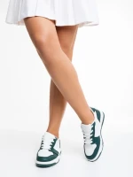 Дамски спортни обувки бели със  зелено от  еко кожа  Narine