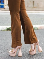 Дамски сандали  бежови  от  лачена еко кожа  Natisha