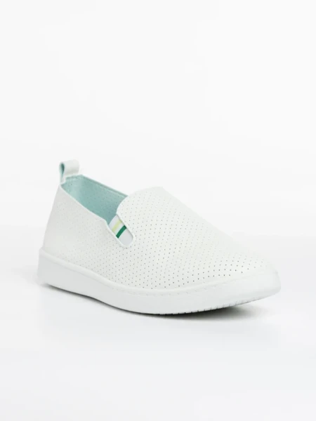 Мъжки спортни обувки  бели със зелено  от еко кожа  Amias