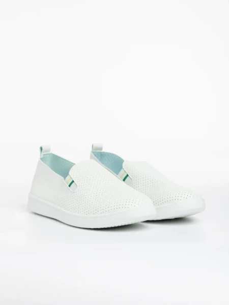 Мъжки спортни обувки  бели със зелено  от еко кожа  Amias