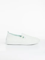 Мъжки спортни обувки  бели със зелено  от еко кожа  Amias