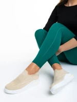 Дамски спортни обувки  бежови от текстилен материал  Rumiana