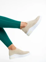 Дамски спортни обувки  бежови от текстилен материал  Rumiana