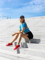 Дамски спортни обувки  червени  от текстилен материал  Davinia