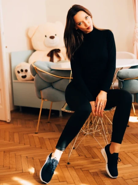 Дамски спортни обувки  тъмно сини  от текстилен материал  Davinia