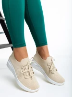 Дамски спортни обувки  бежови от текстилен материал  Davinia
