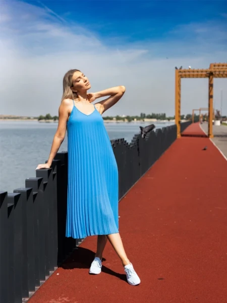 Дамски спортни обувки  сини  от текстилен материал  Davinia