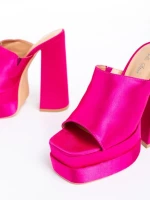 Дамски чехли  цикламени  от текстилен материал  Trista