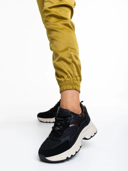 Дамски спортни обувки  черни  от еко кожа  и текстилен материал  Carlisa