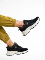 Дамски спортни обувки  черни  от еко кожа  и текстилен материал  Carlisa