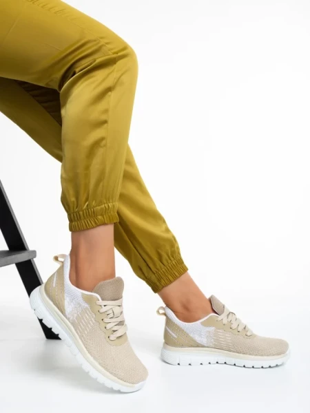 Дамски спортни обувки  бежови от текстилен материал  Judie