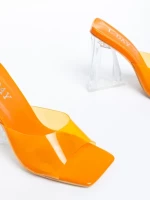 Дамски чехли  оранжеви  от еко кожа  Stefana