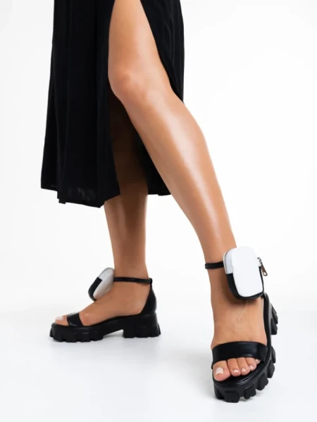 Дамски сандали  черни  от еко кожа  Elantra