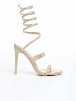 Дамски сандали  златисти  от текстилен материал  Perlita