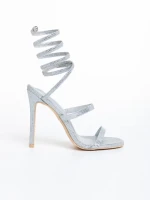 Дамски сандали  сребристи  от текстилен материал  Perlita