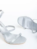 Дамски сандали  сребристи  от текстилен материал  Perlita