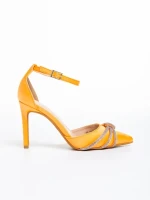 Дамски обувки  оранжеви  с ток  от текстилен материал  Elesa