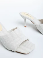 Дамски чехли бежови от текстилен материал  Vreni