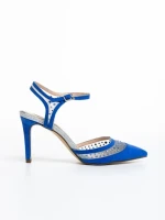 Дамски сандали  сини   от текстилен материал Saanvi