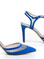 Дамски сандали  сини   от текстилен материал Saanvi