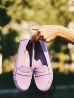 Дамски мокасини  лилави   от лачена еко кожа  Dortha