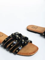 Дамски чехли  черни  от еко кожа  Guinevere