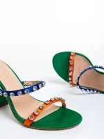 Дамски сандали  зелени  от текстилен материал Bexley