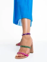 Дамски сандали  шампанско  от текстилен материал Bexley