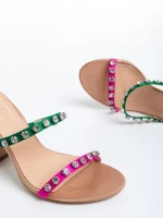 Дамски сандали  шампанско  от текстилен материал Bexley