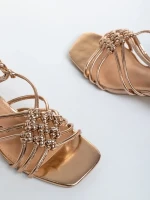 Дамски сандали  шампанско  от еко кожа  Nereida