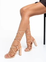 Дамски сандали  бежови  от еко кожа  Elesia