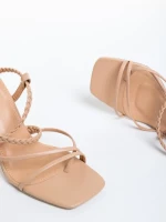 Дамски сандали  бежови  от еко кожа  Elesia