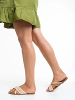 Дамски чехли  бели  от текстилен материал Nyomi