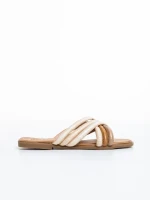 Дамски чехли  бели  от текстилен материал Nyomi