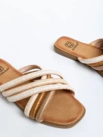 Дамски чехли  бели  от текстилен материал Nyomi