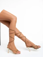 Дамски сандали  златисти  от лачена еко кожа  Dulcie