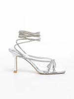 Дамски сандали  сребристи от лачена еко кожа  Dulcie