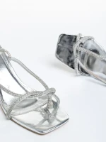 Дамски сандали  сребристи от лачена еко кожа  Dulcie