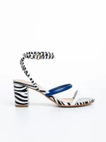 Дамски сандали  бели с черно  от еко кожа  Malayah