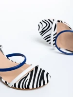 Дамски сандали  бели с черно  от еко кожа  Malayah